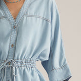 PICTURE PERFECT SMILE DENIM BLOUSE