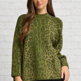 LEOPARD LOVE OLIVE MOCK NECK SWEATER