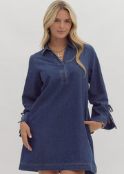 OPEN HORIZONS DARK WASH DENIM DRESS