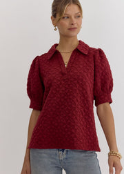 ALL IN BURGUNDY TEXTURED TOP