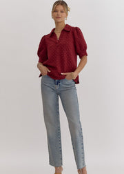 ALL IN BURGUNDY TEXTURED TOP