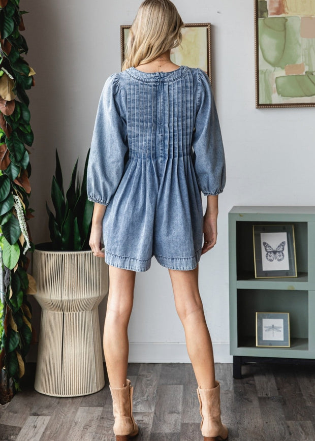 JUMP INTO STYLE WITH THE INDIGO SKY ACID WASH ROMPER - BLUE OR GREY