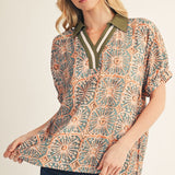WELL READ OLIVE GREEN BOHO TOP