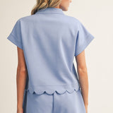 PERFECT MATCH SCALLOP HEM SHORT SET - KELLY GREEN, HOT PINK OR BLUE