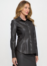 POLISHED ATTITUDE FAUX LEATHER TOP