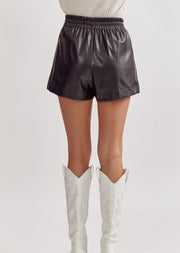 CASUAL PERFECTION PAPERBAG WAIST FAUX LEATHER SHORTS