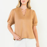 AUTUMN AVENUE CARAMEL SUEDE BLOUSE