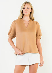 AUTUMN AVENUE CARAMEL SUEDE BLOUSE