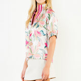STAY CONNECTED FLORAL SATIN TOP
