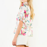 STAY CONNECTED FLORAL SATIN TOP
