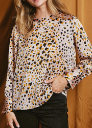 GOLDEN PANTHERA ANIMAL PRINT BLOUSE