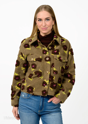 IVY JANE PUFF FLORAL BARN JACKET MOCHA