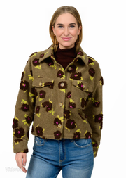 IVY JANE PUFF FLORAL BARN JACKET MOCHA