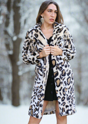 EVENING CHATS LONG LEOPARD FUR JACKET