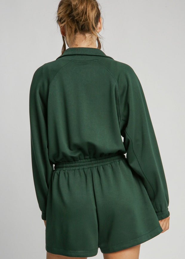 PERFECT DAY EVERGREEN HALF ZIP ROMPER