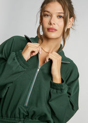 PERFECT DAY EVERGREEN HALF ZIP ROMPER