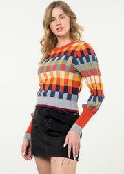 BURSTING WITH COLOR MULTICOLOR KNIT SWEATER