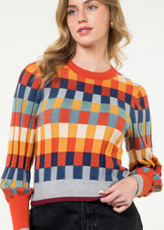 BURSTING WITH COLOR MULTICOLOR KNIT SWEATER