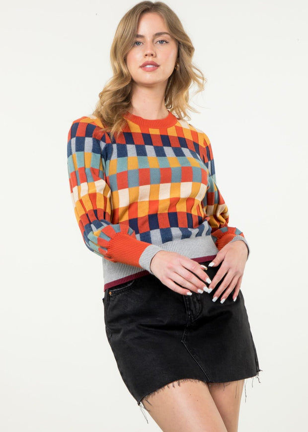 BURSTING WITH COLOR MULTICOLOR KNIT SWEATER