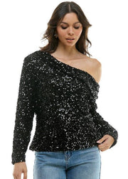 MARVELOUS DAZZLE OFF THE SHOULDER SEQUIN TOP