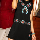 RODEO SHEEK BLACK & TURQUOUISE DRESS