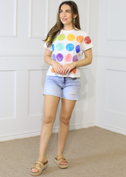 QUEEN OF SPARKLES WHITE COLOR PALETTE CIRCLE TEE