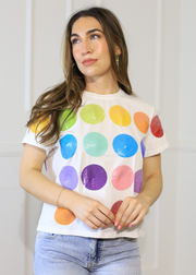 QUEEN OF SPARKLES WHITE COLOR PALETTE CIRCLE TEE