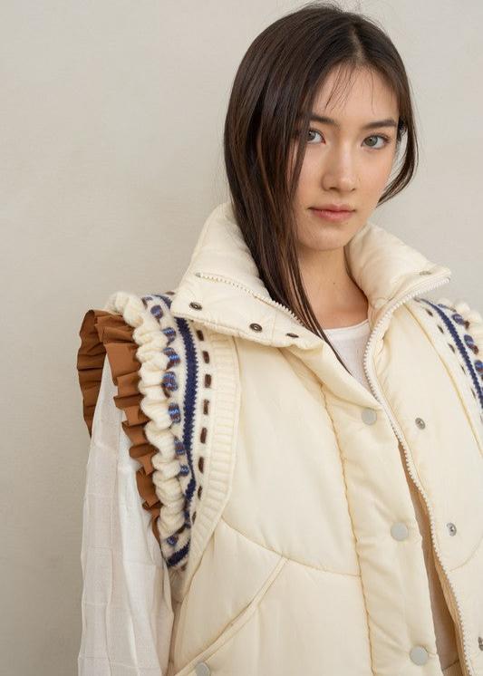 AESTHETIC ACCENTS EMBROIDERED PUFFER VEST