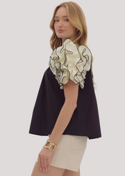 HAPPIEST DAYS RUFFLE SLEEVE TOP