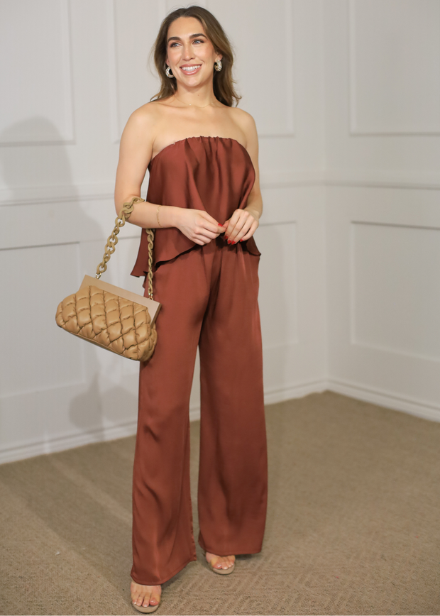 RAINFOREST CHIC STRAPLESS JUMPSUIT