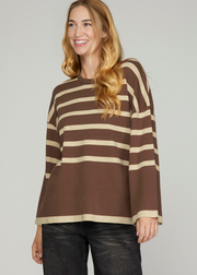 COMFORTABLE CUTENESS STRIPED SWEATER TOP