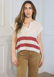 RELAXED ESSENCE STRIPED SWEATER TOP