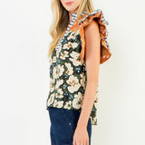 PETAL PARTY FLUTTER SLEEVE TOP