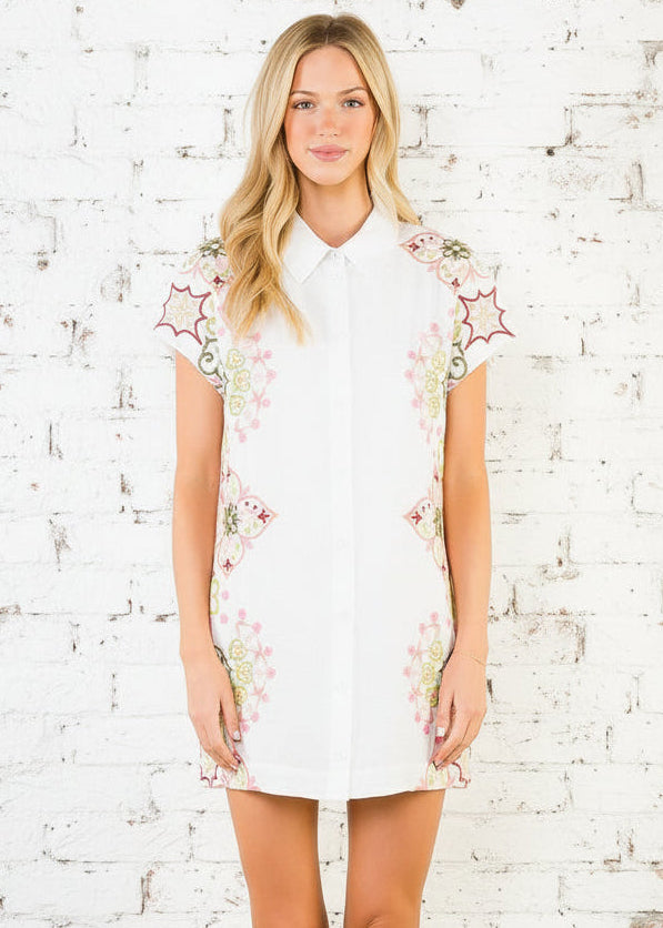 embroidered tops and dresses Ivory Floral Embroidered Crop Top - Two Piece Sets