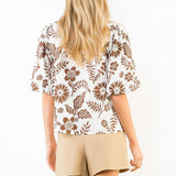 SUNSHINE NEEDED BUTTON FRONT FLORAL TOP