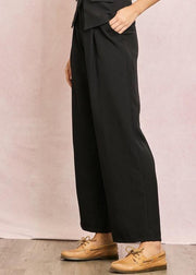 SLEEK REFINEMENT BLACK WIDE LEG PANTS