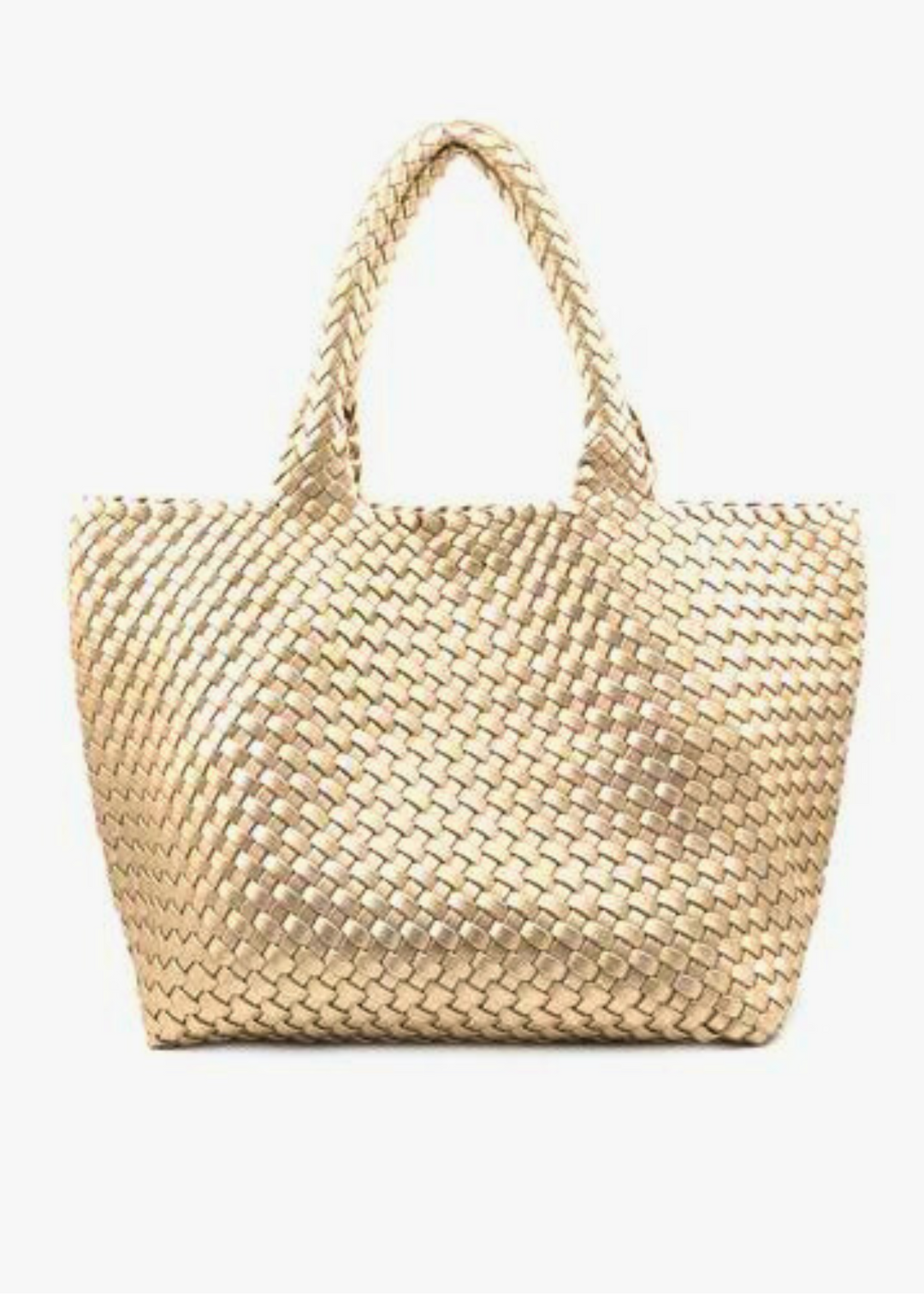STATE OF CHIC BURNISHED GOLD WOVEN TOTE BAG Anything Bling Boutique